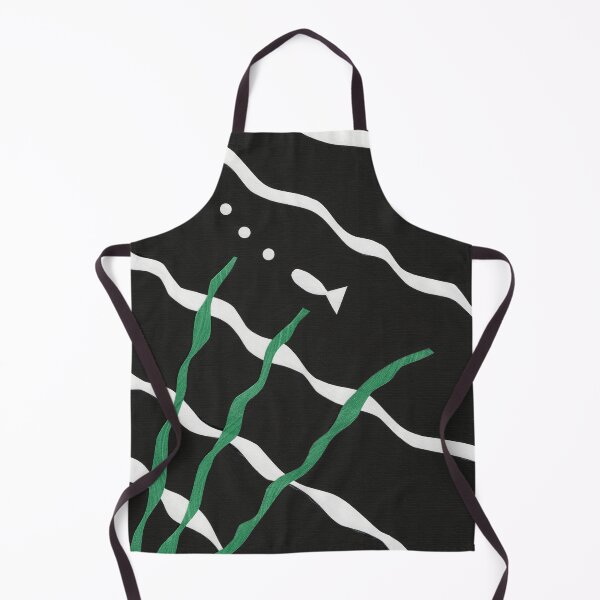 Item preview, Black and White Fish with bubbles and seaweed designed and sold by Kristy Carpenter.
