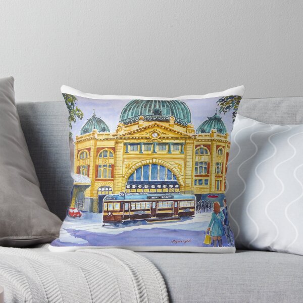 Item preview, Flinders Street Station and tram, Melbourne, 2 designed and sold by Virginia  Coghill.