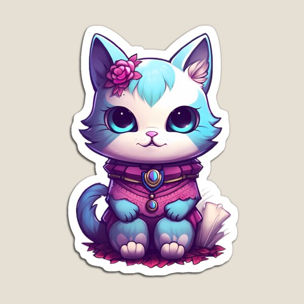 Artikelvorschau, Kawaii-Katze in Rosa- und Blautönen entworfen und verkauft von SweetMagicDream.