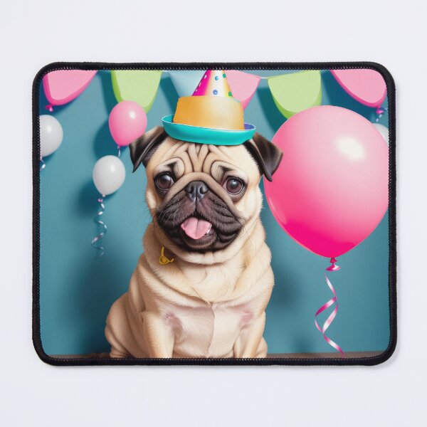 Item preview, Funny Pug puppy in birthday party designed and sold by Tio-Tecun.