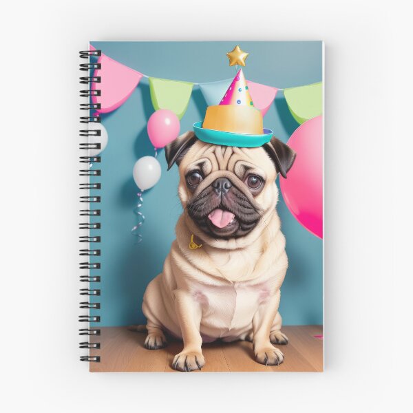 Item preview, Funny Pug puppy in birthday party designed and sold by Tio-Tecun.