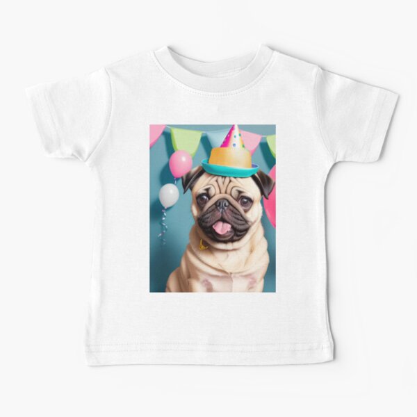 Item preview, Funny Pug puppy in birthday party designed and sold by Tio-Tecun.