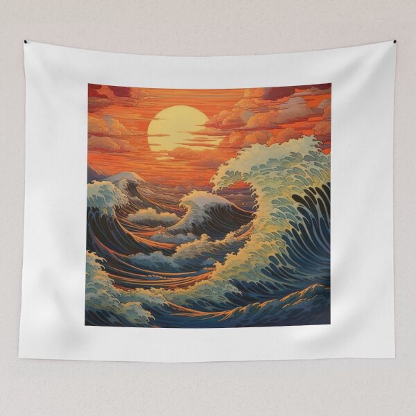 Artikelvorschau, The Great Wave Of Pug Pattern entworfen und verkauft von Nice En.