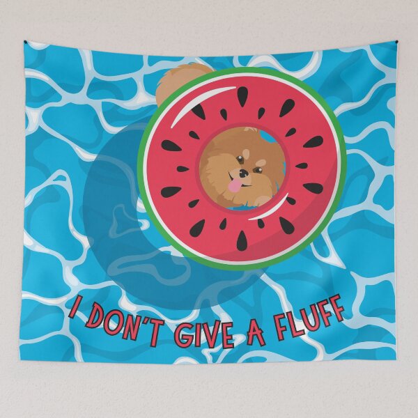 Item preview, I Don't Give a Fluff with Pomeranian Dog in Swimming Pool Float designed and sold by SeasonalDogs.