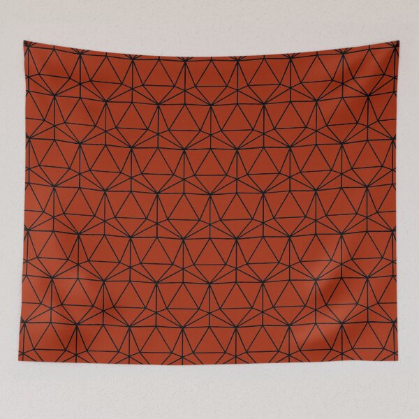 Item preview, Blood Orange and Black Dodecahedron DND TTRPG Repeating Pattern designed and sold by ReverieFab.