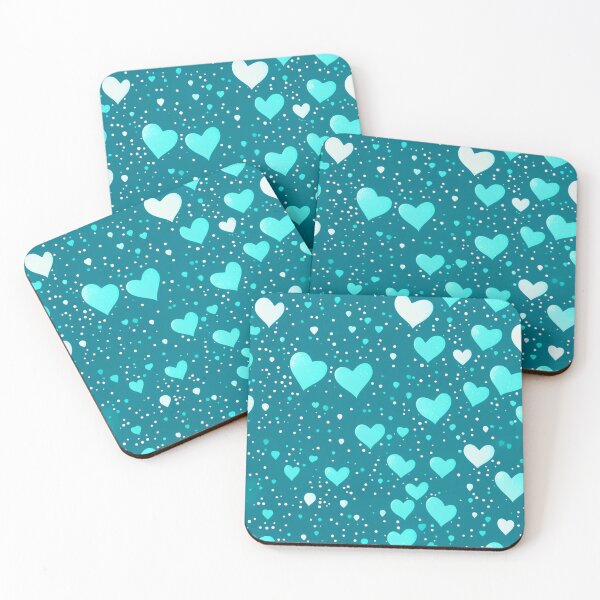 Item preview, Turquoise/petrol/blue cute hearts pattern. Whimsical pattern. designed and sold by DO-artbyDeliaO.