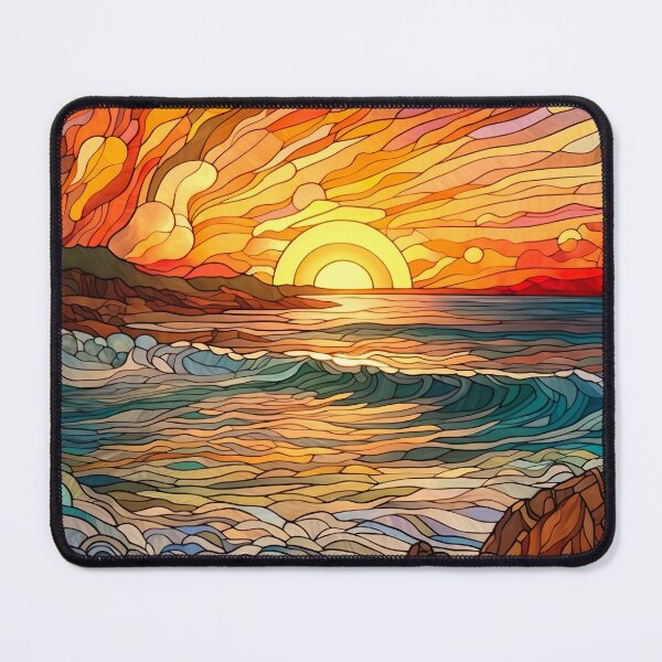 Item preview, Stained Glass Beach Scene and Sunset designed and sold by Matt's Artificial Nature.
