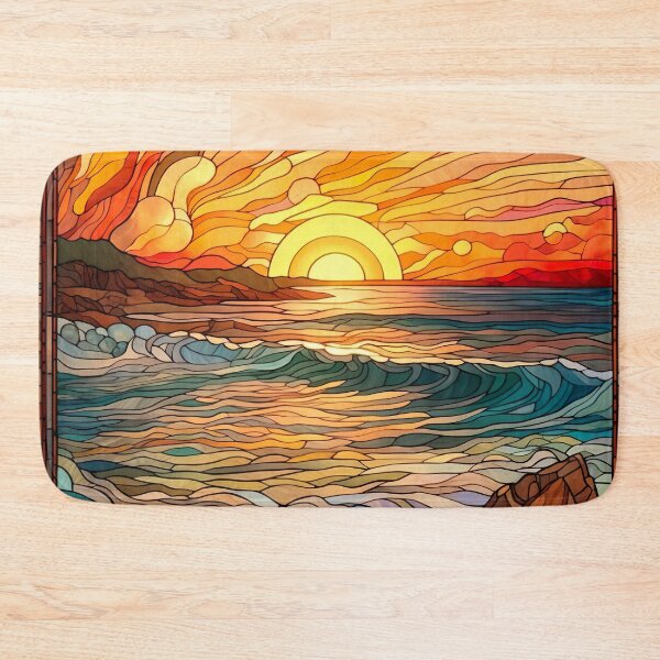 Item preview, Stained Glass Beach Scene and Sunset designed and sold by Matt's Artificial Nature.