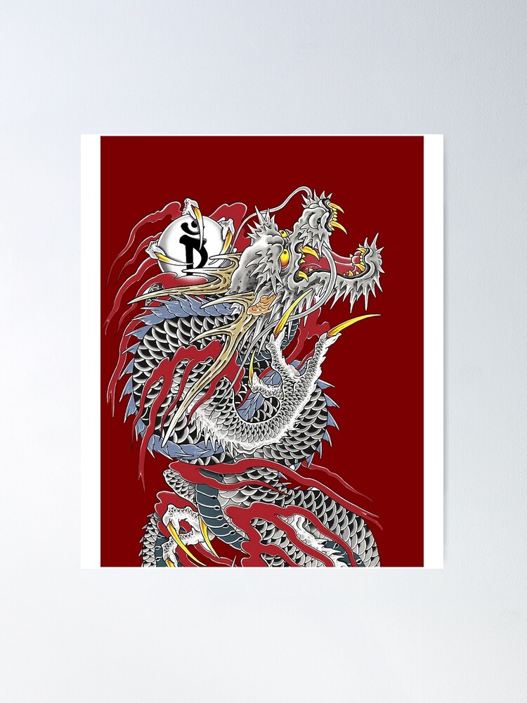 Download Vibrant Japanese Dragon Tattoo Design Wallpaper | Wallpapers.com