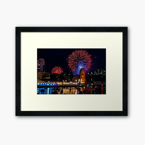 NYE 2008: 9PM Fireworks at McMahons Point Framed Art Print