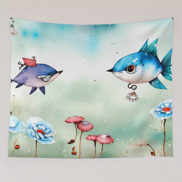 Item preview, Steampunk Fish Kites Kids Storybook Style Steampunk Surrealism Art for Kids - AI Generated Art 2 of 6 designed and sold by Beachy.