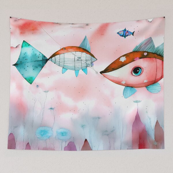 Item preview, Steampunk Fish Kites Kids Storybook Style Steampunk Surrealism Art for Kids - AI Generated Art 3 of 6 designed and sold by Beachy.