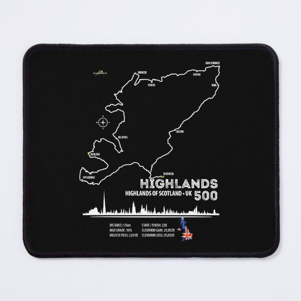 Item preview, Highlands Route 500 Scotland Scottish 500 Road Trip Motorcycle Sports Car Camper Trail Map Art Print designed and sold by OuterShellUK.