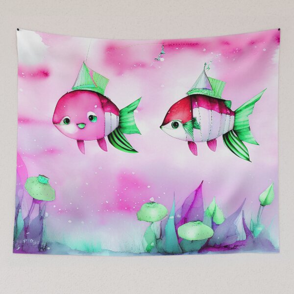 Item preview, Steampunk Fish Kites Kids Storybook Style Steampunk Surrealism Art for Kids - AI Generated Art 4 of 6 designed and sold by Beachy.