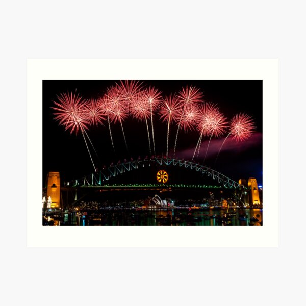 NYE 2008: Midnight Fireworks at McMahons Point Art Print