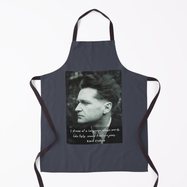 Item preview, Emil Cioran portrait and quote: I dream of a language whose words, like fists, would fracture jaws. designed and sold by artbleed.