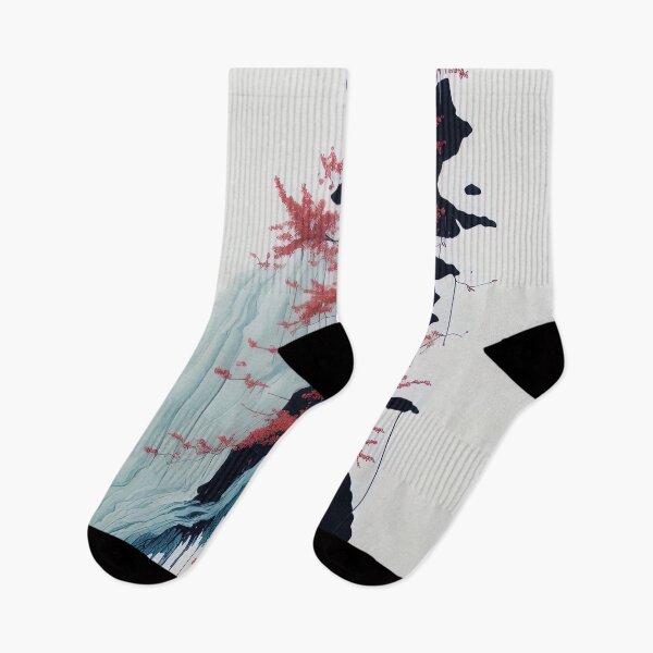 Item preview, Watercolor ukiyo waterfall and sakura dripping paint designed and sold by RK - Shop.