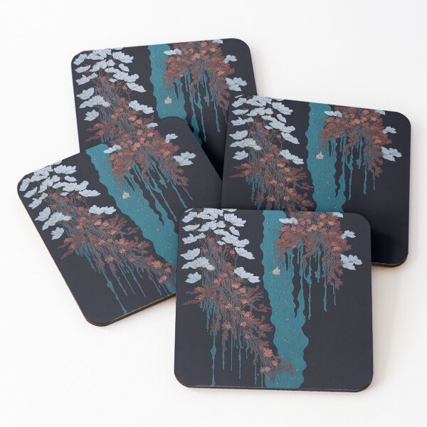 Item preview, Watercolor Ukiyo Minimal: Waterfall Dripping Paint and Flowers designed and sold by RK - Shop.