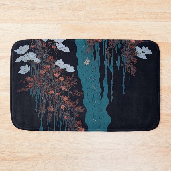 Item preview, Watercolor Ukiyo Minimal: Waterfall Dripping Paint and Flowers designed and sold by RK - Shop.