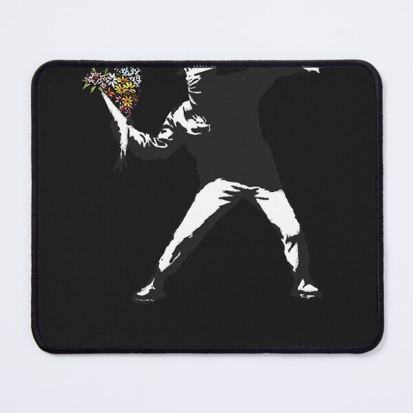 Item preview, Banksy graffiti Protest anarchist throwing flowers Thrower Make Art not war on whites background HD designed and sold by nalinabendsk.
