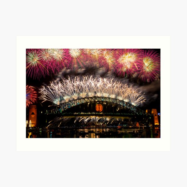 NYE 2008: Midnight Fireworks at McMahons Point Art Print
