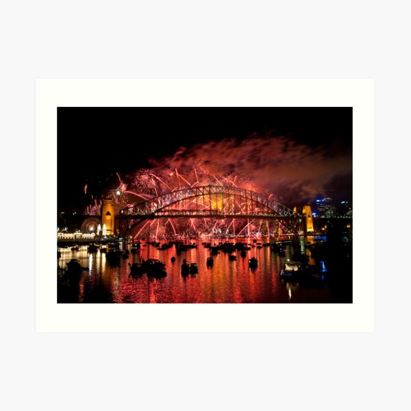 NYE 2008: Midnight Fireworks at McMahons Point Art Print