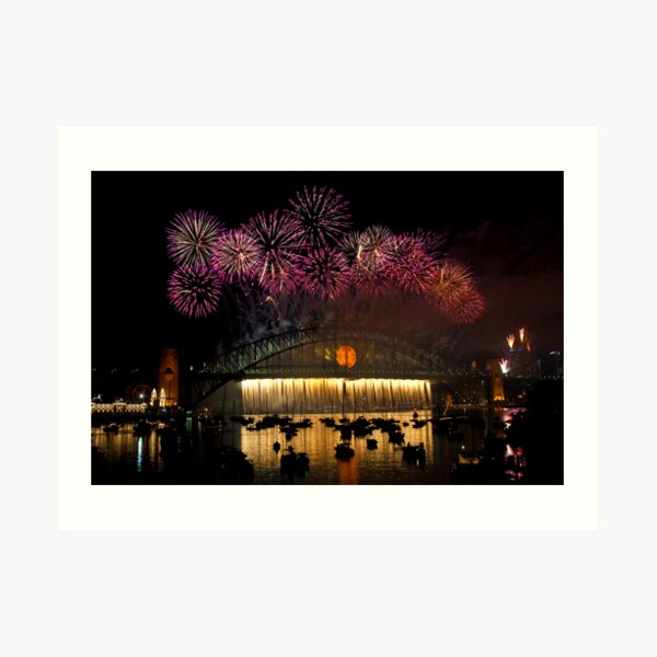 NYE 2008: Midnight Fireworks at McMahons Point Art Print