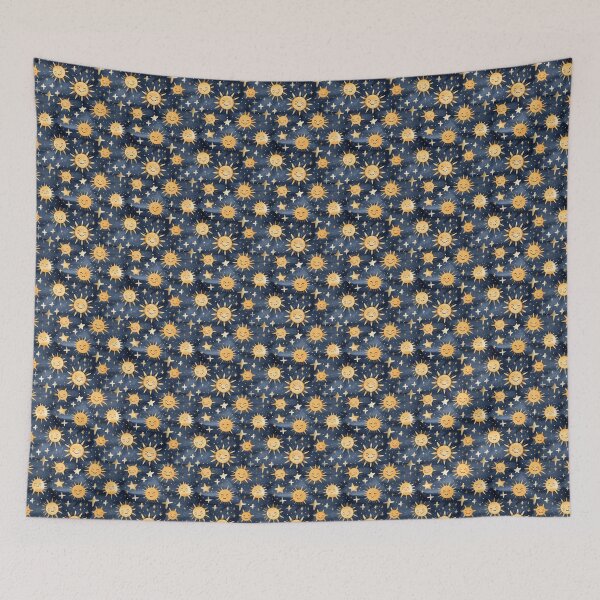 Item preview, Cute Starry Night with Smiley Suns designed and sold by sleeko.