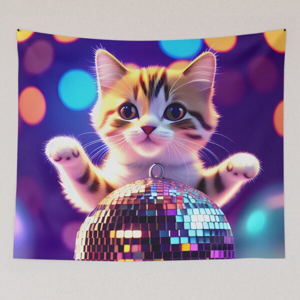 Item preview, Disco Dancing cat - Modern digital art designed and sold by Ai-michiart.