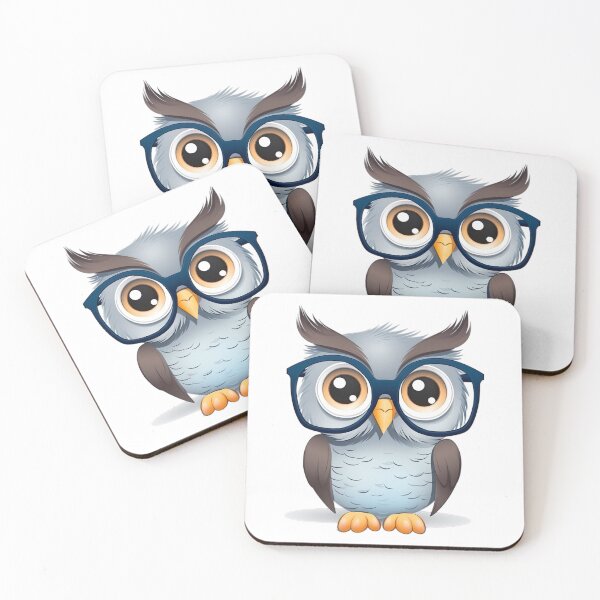 Item preview, Cartoon blue owl wearing glasses designed and sold by ZolwPodroznik.