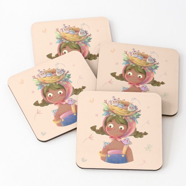 Item preview, Cute Nest Little Girl with Magical Birds and Easter Colorful Eggs designed and sold by SpringNguyen.