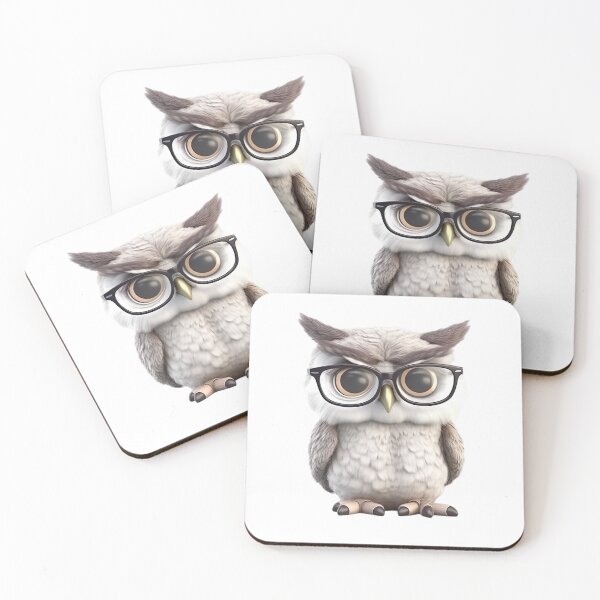 Item preview,  Wide-eyed Owl wearing glasses designed and sold by ZolwPodroznik.