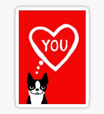 Boston Terrier Valentine Love Card Sticker