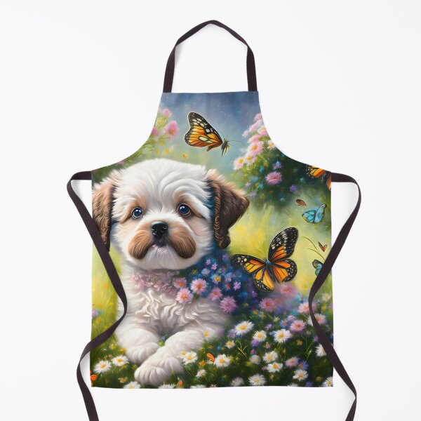 Item preview, Puppy with butterfly and flowers designed and sold by gelibolu.
