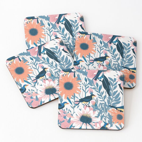 Item preview, Coneflowers and Indigo Buntings designed and sold by Monochrome-Dog.