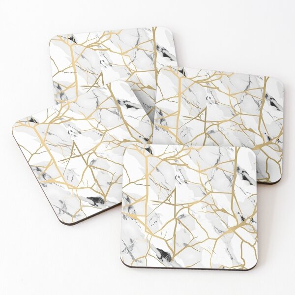 Item preview, White Gold Statuario Marble Texture Pattern designed and sold by Wonder Of Light.
