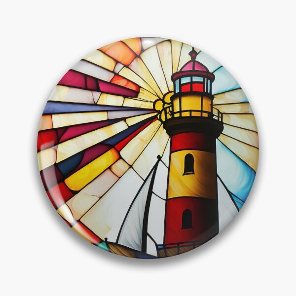 Item preview, Vibrant Stained Glass Lighthouse - Artistic Maritime Illumination designed and sold by ElLocoMus.
