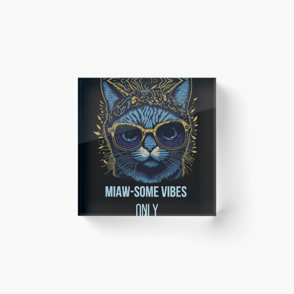 Aperçu de l'œuvre T-shirt chat rigolo miaw, T-shirt Miaw-some Vibes Only créée et vendue par TshirtWing.