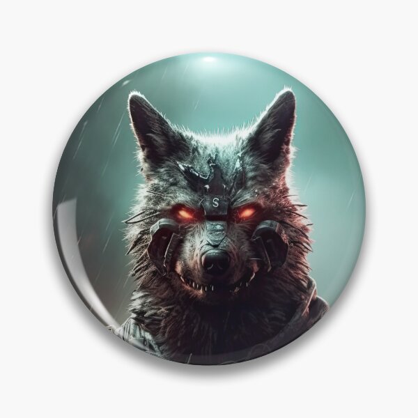 Item preview, Cyberpunk Wolf - Augmented Techno Wolf with heavy assault rifle in dystopian cyberpunk future - original award winning designer, very high resolution designed and sold by CloudofKnowing.