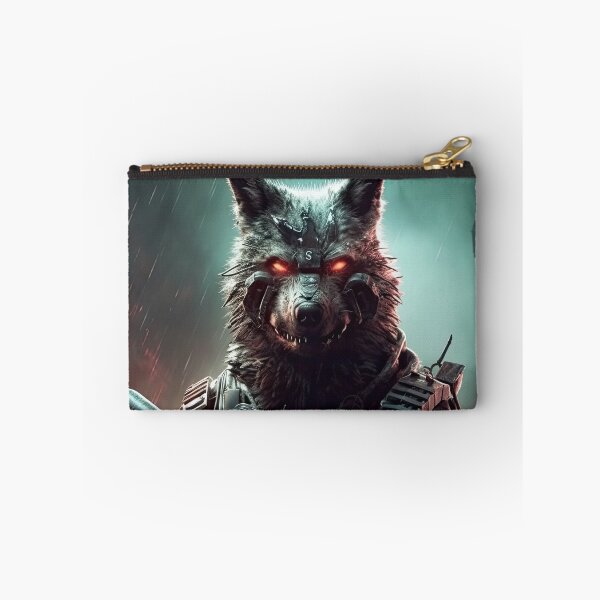 Item preview, Cyberpunk Wolf - Augmented Techno Wolf with heavy assault rifle in dystopian cyberpunk future - original award winning designer, very high resolution designed and sold by CloudofKnowing.