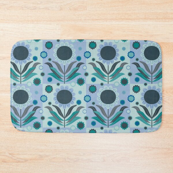 Item preview, Scandinavian Retro Flowers in Blue and Green designed and sold by Anne-Leue.