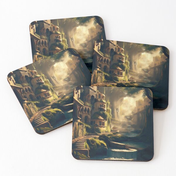 Item preview, The enchanted city at the waterfall designed and sold by CatandRocknRoll.