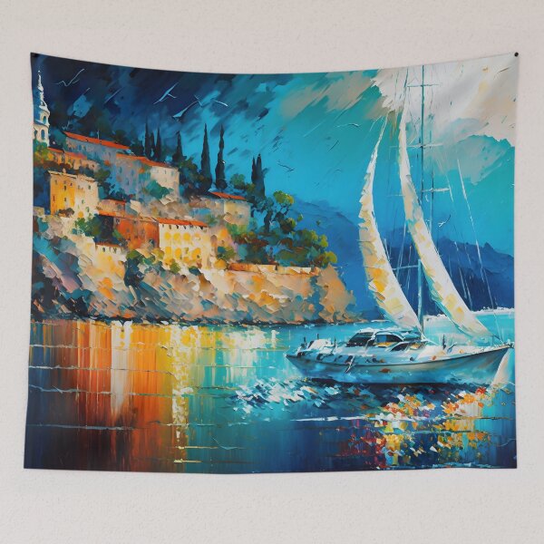 Item preview, A boat in front of an old city designed and sold by Cr-AI-tive.