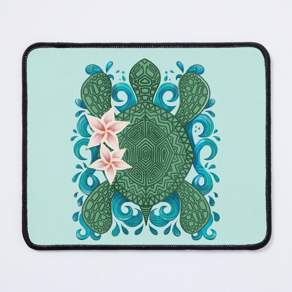 Item preview, sea turtle, tropical design, tropical flowers, turtle tee, Ocean lover sea turtle designed and sold by SleeplessLady.