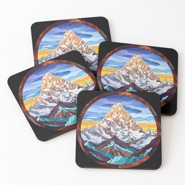 Item preview, Majestic Himalayas in Stained Glass - Vibrant Mountain Panorama Art" designed and sold by ElLocoMus.