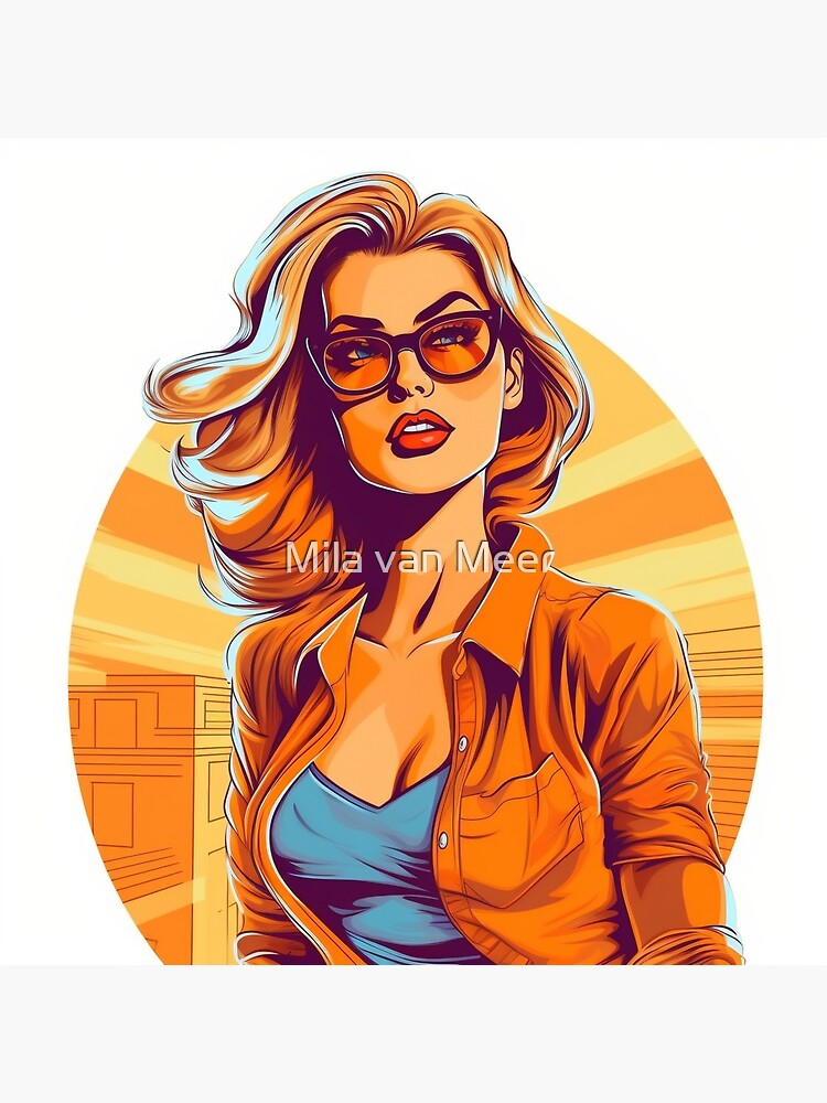 Beautiful Retro Girls: Pop Art Comic Pin-Up Style 70s Girl with