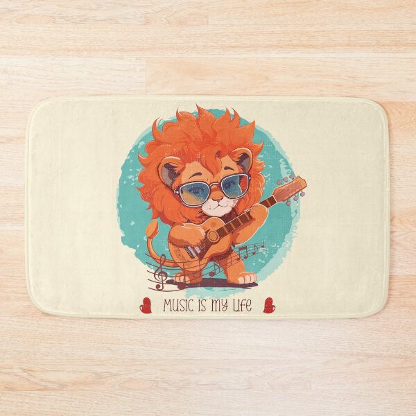 Item preview, Cute baby lion playing guitar - funny saying designed and sold by VichallanStudio.