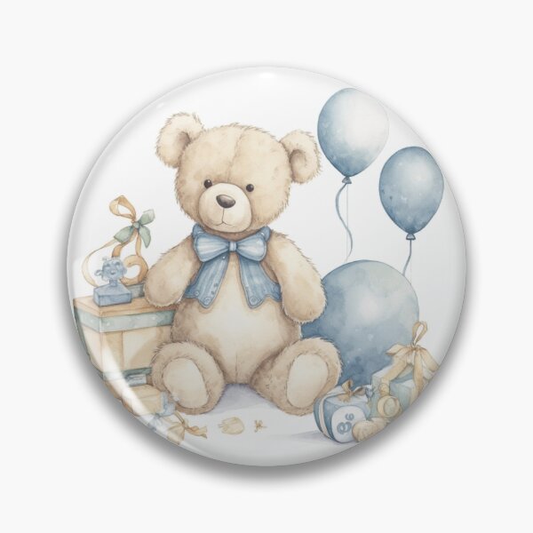Item preview, Blue and Tan teddy bear with balloons and presents designed and sold by CartersDen.