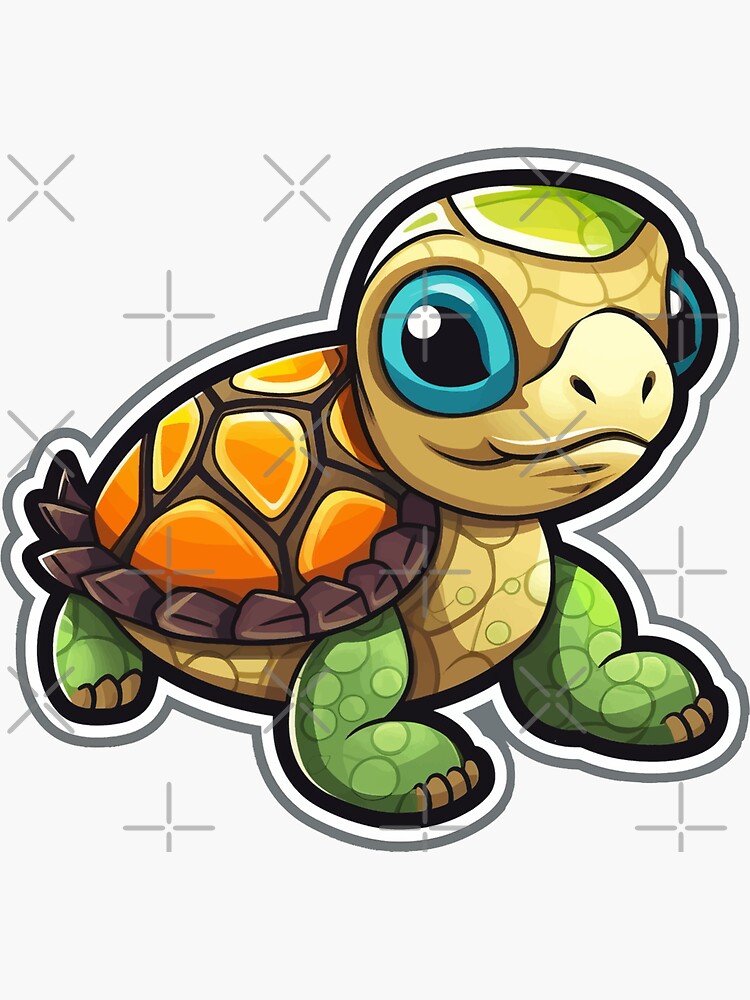 Playful Paddler: Adorable Baby Turtle Sticker | Sticker