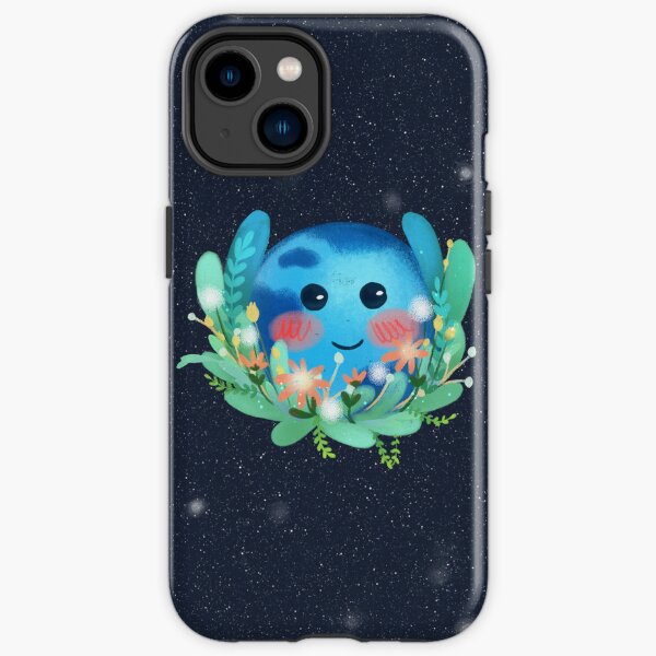 La planète Terre mignonne du monde avec des fleurs Coque antichoc iPhone